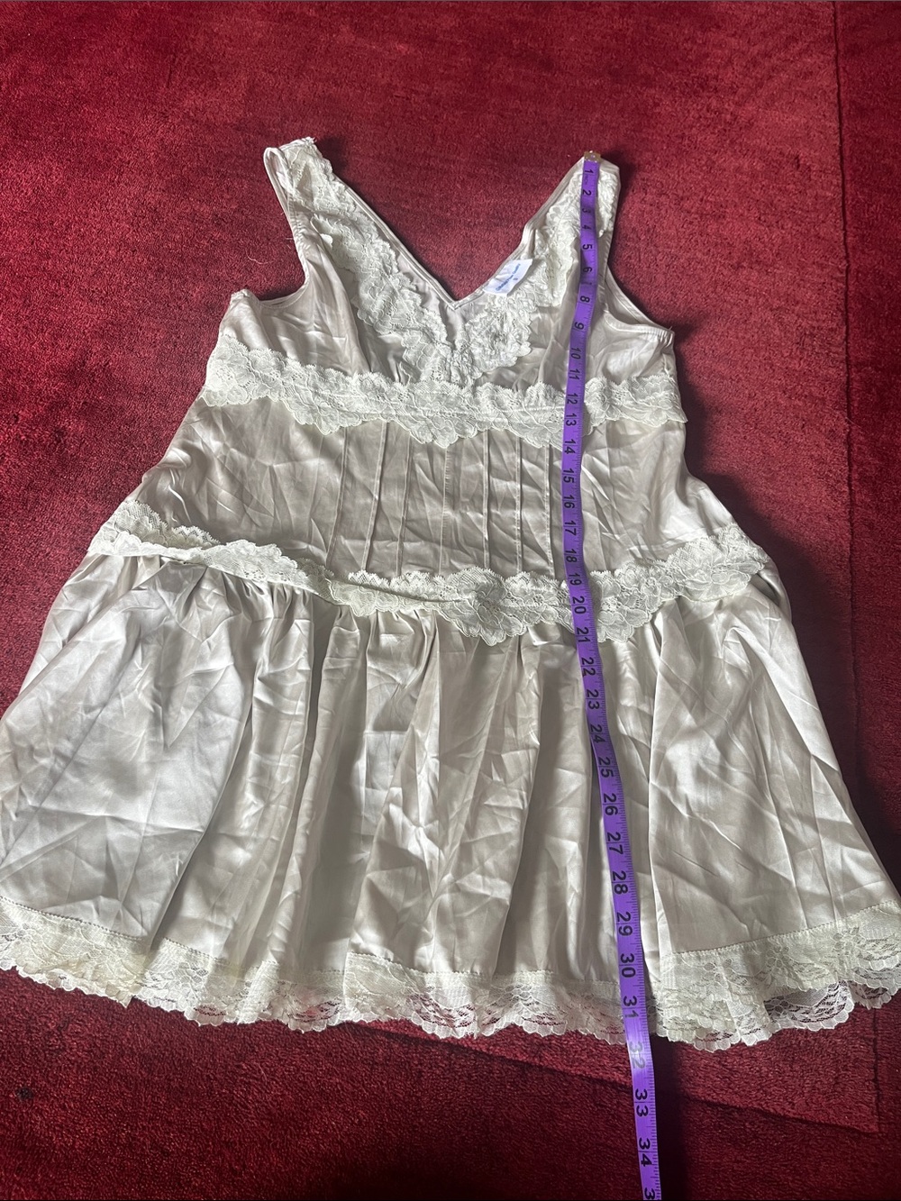 Natural Fiber Quality Mini Slip With Lace Dress Baby Green Y2K Vintage - Picture 8 of 10
